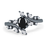 Floral Oval Natural Stone Wedding Ring