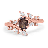Floral Oval Natural Stone Wedding Ring