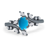 Floral Oval Natural Stone Wedding Ring