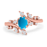 Floral Oval Natural Stone Wedding Ring