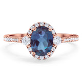 Art Deco Oval Natural Stone Halo Ring