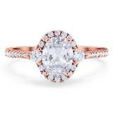 Art Deco Oval Natural Stone Halo Ring