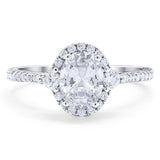 Vintage Style Oval Moissanite Halo Wedding Ring 925 Sterling Silver