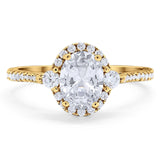 Art Deco Oval Natural Stone Halo Ring