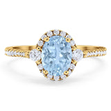 Art Deco Oval Natural Stone Halo Ring