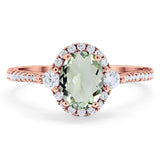 Art Deco Oval Natural Stone Halo Ring