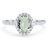 Art Deco Oval Natural Stone Halo Ring