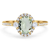 Art Deco Oval Natural Stone Halo Ring