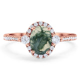 Art Deco Oval Natural Stone Halo Ring