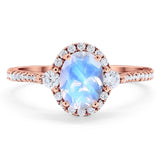 Art Deco Oval Natural Stone Halo Ring