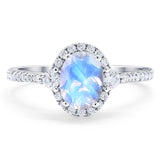 Art Deco Oval Natural Stone Halo Ring