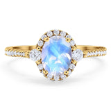 Art Deco Oval Natural Stone Halo Ring