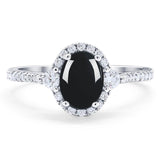 Art Deco Oval Natural Stone Halo Ring