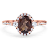 Art Deco Oval Natural Stone Halo Ring