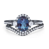 Two Piece Oval Natural Stone Bridal Ring