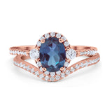Two Piece Oval Natural Stone Bridal Ring