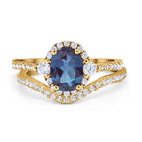 Two Piece Oval Natural Stone Bridal Ring
