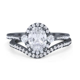 Two Piece Oval Natural Stone Bridal Ring
