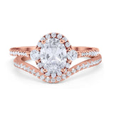 Two Piece Oval Natural Stone Bridal Ring