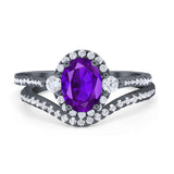 Two Piece Oval Natural Stone Bridal Ring