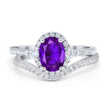Two Piece Oval Natural Stone Bridal Ring