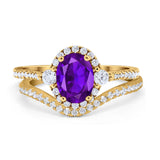 Two Piece Oval Natural Stone Bridal Ring