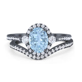 Two Piece Oval Natural Stone Bridal Ring