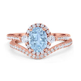 Two Piece Oval Natural Stone Bridal Ring