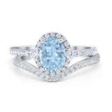 Two Piece Oval Natural Stone Bridal Ring