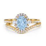 Two Piece Oval Natural Stone Bridal Ring