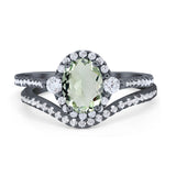 Two Piece Oval Natural Stone Bridal Ring