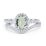 Two Piece Oval Natural Stone Bridal Ring