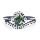 Two Piece Oval Natural Stone Bridal Ring