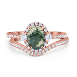 Two Piece Oval Natural Stone Bridal Ring