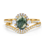 Two Piece Oval Natural Stone Bridal Ring