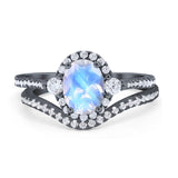 Two Piece Oval Natural Stone Bridal Ring