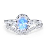 Two Piece Oval Natural Stone Bridal Ring