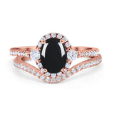 Two Piece Oval Natural Stone Bridal Ring