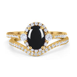 Two Piece Oval Natural Stone Bridal Ring