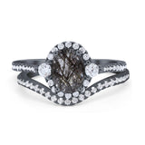 Two Piece Oval Natural Stone Bridal Ring