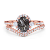 Two Piece Oval Natural Stone Bridal Ring