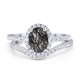 Two Piece Oval Natural Stone Bridal Ring