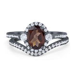Two Piece Oval Natural Stone Bridal Ring