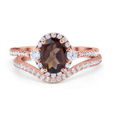 Two Piece Oval Natural Stone Bridal Ring