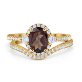 Two Piece Oval Natural Stone Bridal Ring