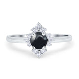 Art Deco Round Natural Stone Ring