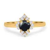 Art Deco Round Natural Stone Ring