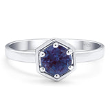 Minimalist Round Natural Stone Solitaire Ring