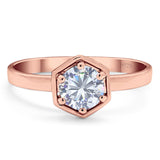 Minimalist Round Natural Stone Solitaire Ring