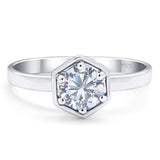 Minimalist Round Natural Stone Solitaire Ring